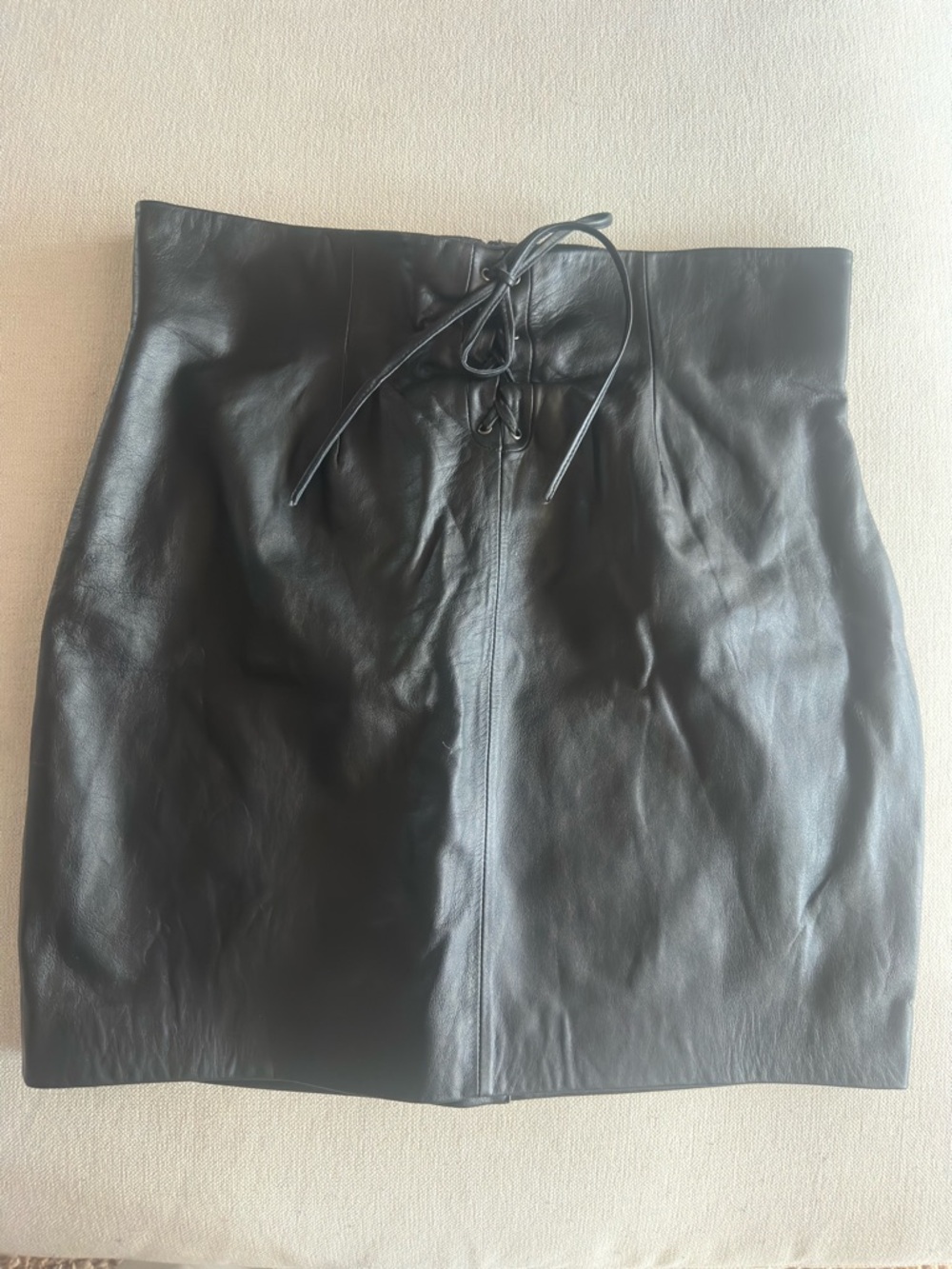 Cynthia Rowley Black Faux Leather Lace-Up Mini Skirt